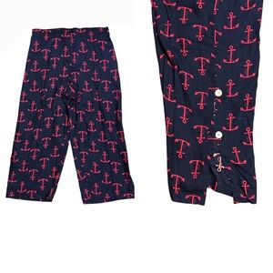 Escapada Hot Pink and Navy Blue Anchor Pattern Wide Leg Pants - Size M